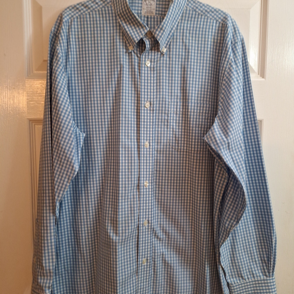 Brooks Brothers Blue and White Checkered Shirt